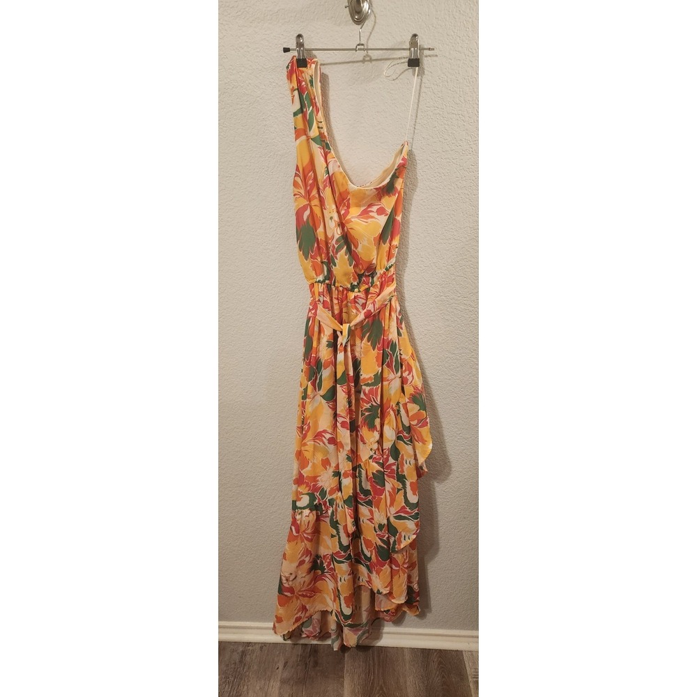 CALL ME BY YOUR NAME WOVEN HI-LO MAXI DRESS pink yellow Flying Tomato size small